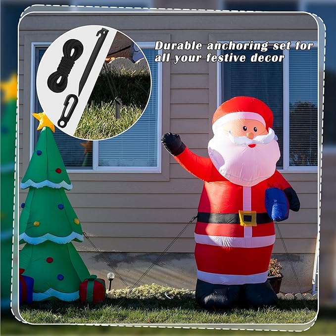 Aodaer 36 Pieces Plastic Inflatable Stakes Set Heavy Duty Halloween Christmas Yard Stake with Ropes and Hooks Anchoring Ground Stake for Xmas Garden Inflatables Accessories, Black