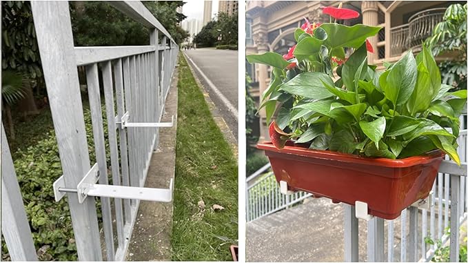 Balustrades Flower Box Supports, Planter Box Supports, Window Box Supports (6 Inches)，for Balustrades, Terraces, Decks, Balconies, Fences (White 2 PCS)