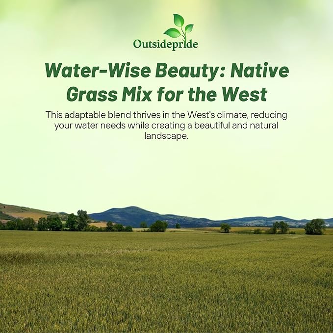 Outsidepride Western Native Grass Seed Mix - 5 lbs. Perennial Blend of Warm & Cool Season, Drought Tolerant Grass Seed for Natural Landscaping w/Wildflower, Soil Health Improvement & Erosion Control