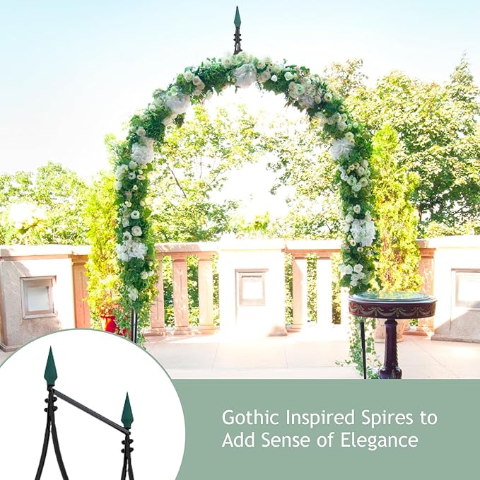 S AFSTAR 9.5 Ft Metal Arch, Outdoor Garden Arch for Various Climbing Plant Flower, Wedding Backdrop Stand Archway Arbor for Wedding Garden Party Ceremony Gothic Style Decoration, Easy-to-Assemble (1)