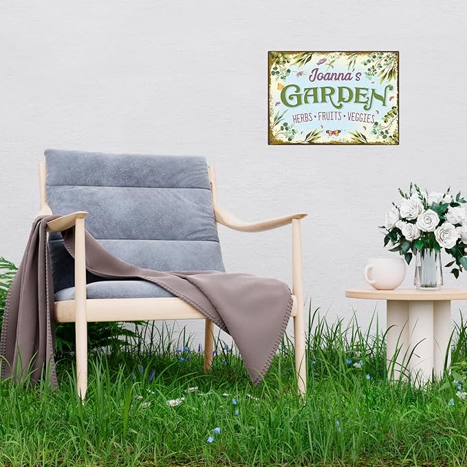 Custom Garden Sign, Christmas Present, Personalized Name for Vegetable Patch and Backyard Décor Sign, 10x14 Inches, Rust Free .040 Aluminum, Fade Resistant, Made in USA by Sigo Signs