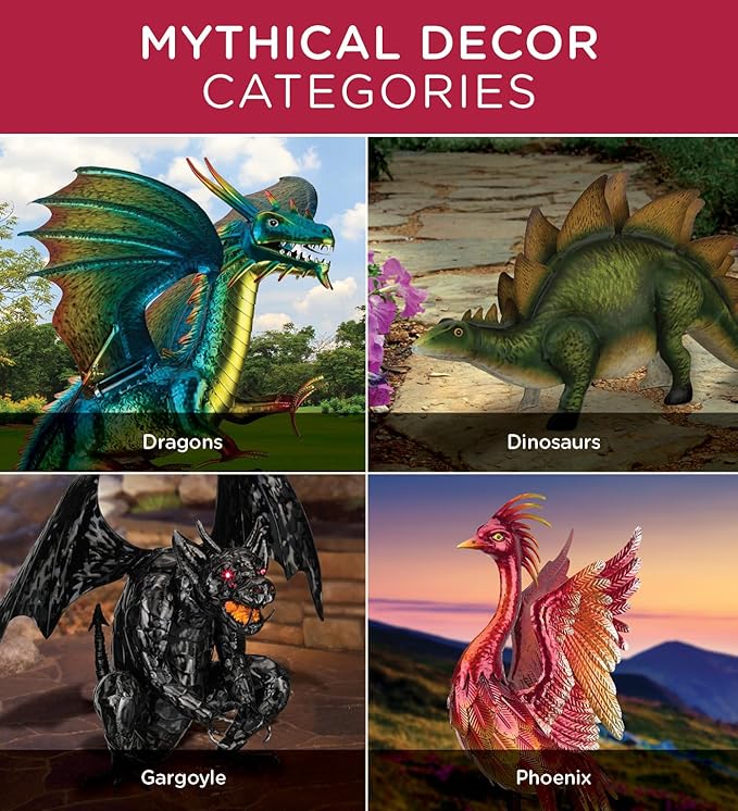 Regal Art & Gift Dinosaur Metal Statue – Indoor Outdoor Decorative Sculpture for Home & Garden Décor, Weather-Resistant Yard Art Figure for Patio, Lawn, Spinosaurus