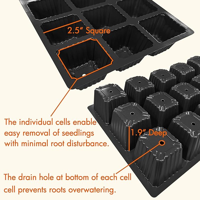Gardzen 5-Pack Seed Starter Kits, Reusable Plant Germination Trays with Total 75-Cell, Seed Starter Tray with Humidity Vented Domes and Bases for Starting Vegetable Flower Herb Seeds 15" x 9"