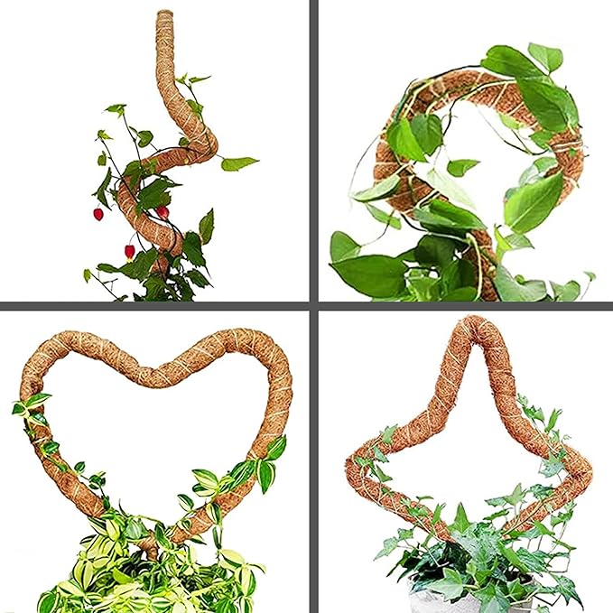 Soupiar 2 Pack 25" Moss Pole, Bendable Moss Pole for Plants Monstera, Moss Poles for Climbing Plants Indoor, Handmade Coco Coir Plant Pole Sticks Support Stakes for Potted Plants