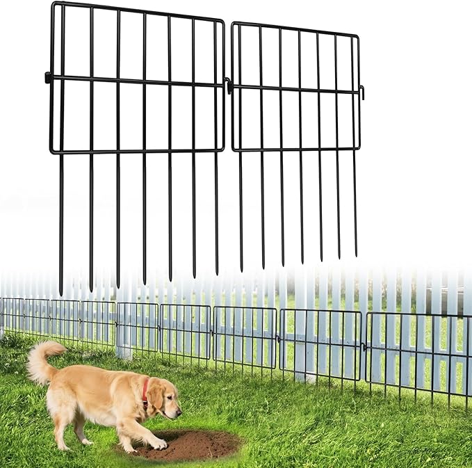 45 Pack Animal Barrier Fence No Dig Garden Defense, 45ft(L) x 13in(H) Rabbit Proof Garden Fencing with 1.2in Gaps, Metal Rabbit Fence, Dog Blocker Under Barriers for Flower Beds & Patio