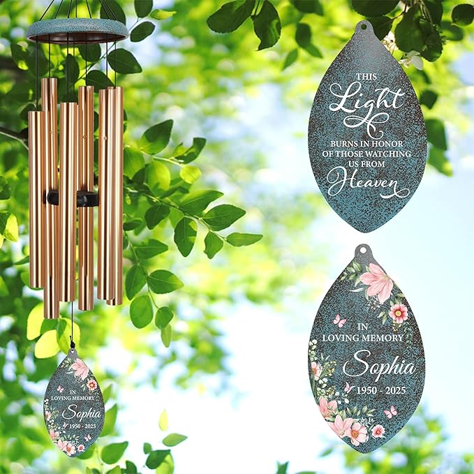 ASTARIN Wind Chimes for Loss of Loved One, Personalized Sympathy Wind Chime for Women, Windchimes Outdoors Deep Tones, Remembrance/Sympathy Gifts Loss of Mother