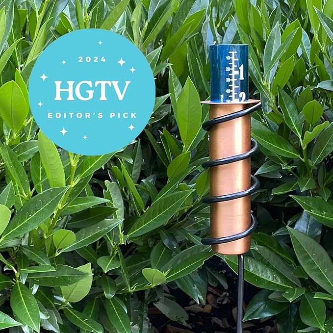 WCRG Copper Rain Gauge for Yard, Steel Stake - Outdoor Sprinkler Gauges, Shatterproof, Winter-Safe, Accurate, Decorative - The Original Floating Rain Gauge, USA Assembled & Designed