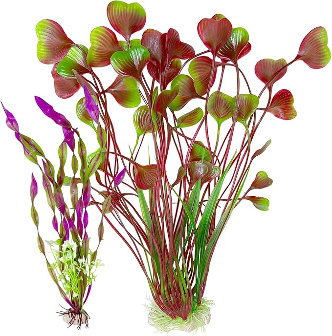 Hamiledyi Artificial Aquarium Plants Fish Tank Decorations, Soft Plastic Green Water Grass for Fish Habitat, Realistic Underwater Décor, Safe for Fish, 2-Pack