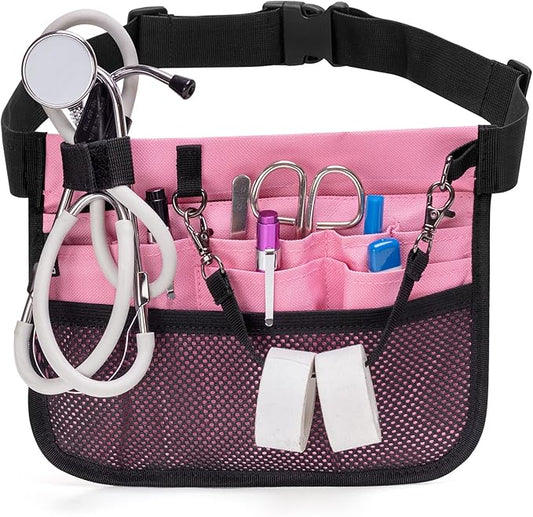 Damero Nurse Fanny Pouch, Nurse Waist Pack with Tape Holder, Nurse Waist Organizer Belt for Stethoscopes, Bandage Scissors and Other Medical Supplies, Pink