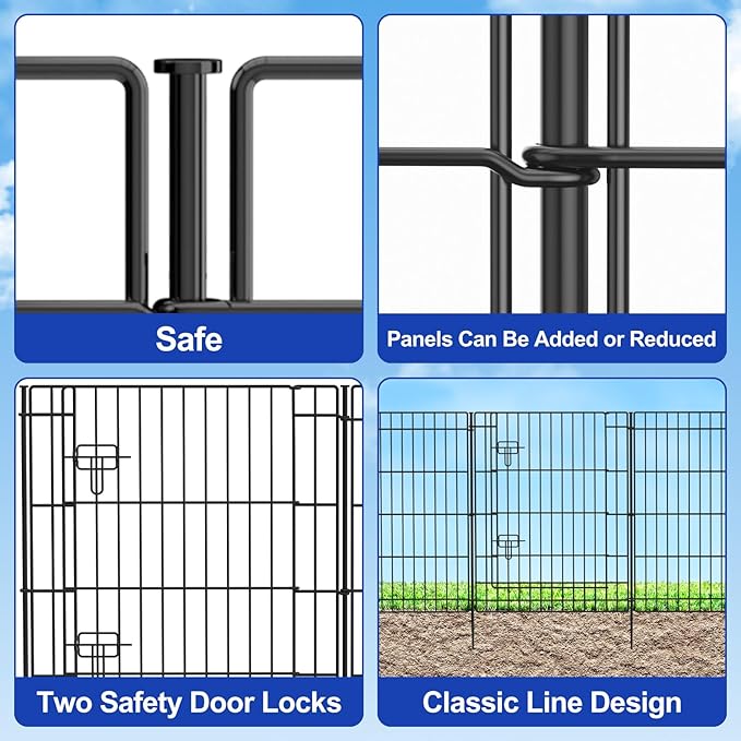 INJOPEXI Decorative Garden Fence 12 Panels 23.6ft (L)×30in (H), Metal Garden Fence 11 Fence Panels + 1 Gate Rustproof Wire No Dig Temporary Garden Fence Animal Barrier Fencing for Yard Outdoor Patio