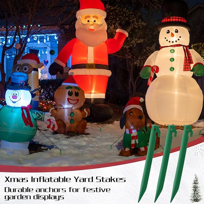 Aodaer 16 Pieces Plastic Inflatable Stakes 8.8 Inch Christmas Halloween Yard Stakes Heavy Duty Anchor Replacement Inflatable Accessories for Garden Outdoor Inflatable Decorations, Green