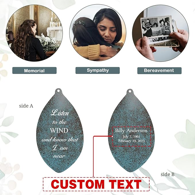 ASTARIN Deep Tone Memorial Wind Chimes Personalized, Listen to The Wind Bereavement Gifts, Outside Condolence Wind Chime for Loss of Mother Father, Gold Black Bronze