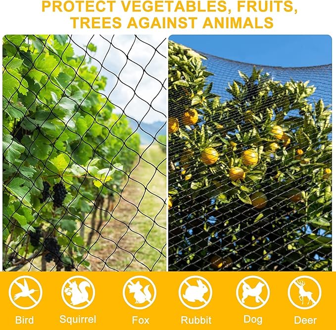 Bird Nets 25'x100' with 1" Mesh Nylon Poultry Netting Heavy Duty Aviary Net Chicken Coop Netting, Garden Netting Deer Fence for Fruit Tree Trellis Net