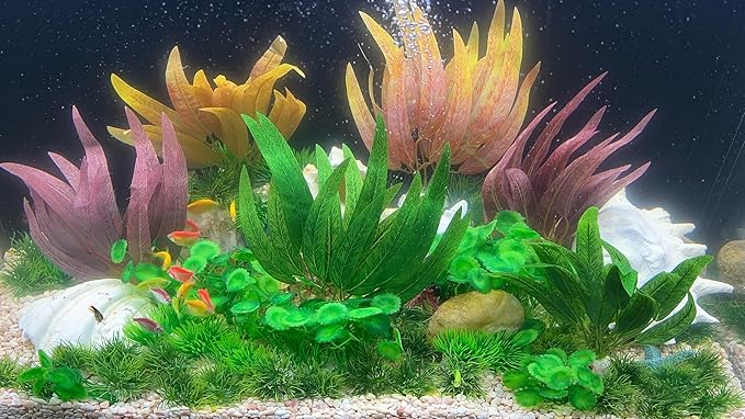 BEGONDIS 2Pcs Artificial Aquatic Plants Set - Lifelike Silk Fabric Leaves for Aquarium Decoration, Easy to Maintain, Vibrant Underwater Garden (Orange)