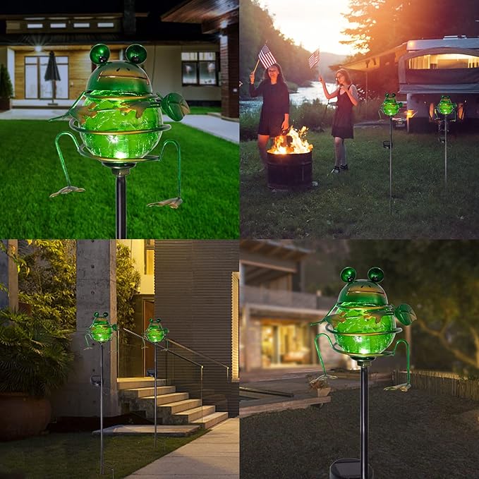 Bshine Solar Frog Garden Decorative Light, Outdoor Waterproof Solar Stake, Yard Decoration for Paths, Landscape, Pathways, Lawn Ornaments, Gift for Mom, Gardening Gift for Frog Lovers