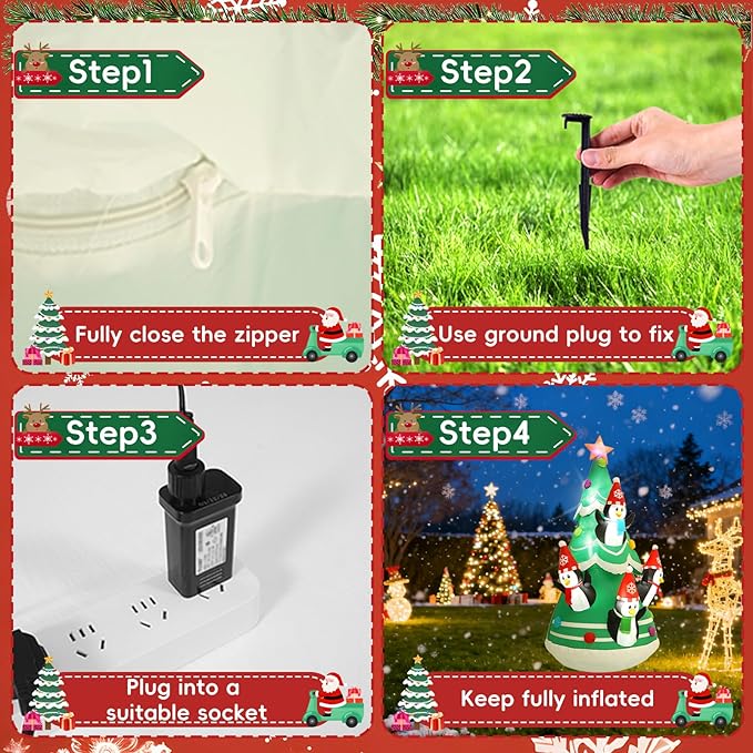 10FT Christmas Tree Inflatable Decoration with Built-in LED Lights, Christmas Outdoor Inflatable Decoration for Lawn, Yard, Garden, Patio