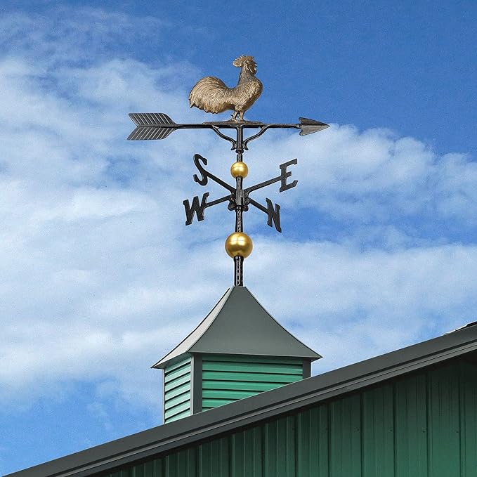 Address Number Store 32” Aluminum Deluxe 3D Rooster Weathervane 300 Series-Mount Included (Aged Bronze)