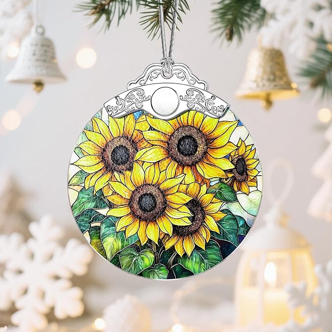 Sunflower Christmas Ornaments: Christmas Tree Ornaments, Holiday Decor for Sunflower Lover, Stocking Stuffers, Birthday Gift, Gift Ideas, Xmas Gifts & Flower Garden Gifts