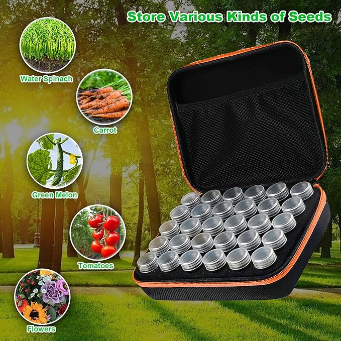 30 pcs Seed Storage Organizer, Seed Organizer Storage Box with 30 Label Sticker, Flower Plant Garden Seed Storage Containers Can Be Used for Seeds, Jewelry, Diamond Storage（orange）