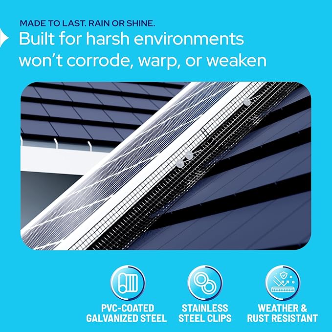 KastLite Solar Panel Bird Guard Mesh Kit - 6in x 100ft PVC Coated Galvanized Wire Screen with 100 Stainless Clips, Pliers & Gloves - No Drill Critter & Rodent Barrier Fence for Under Panels, Black