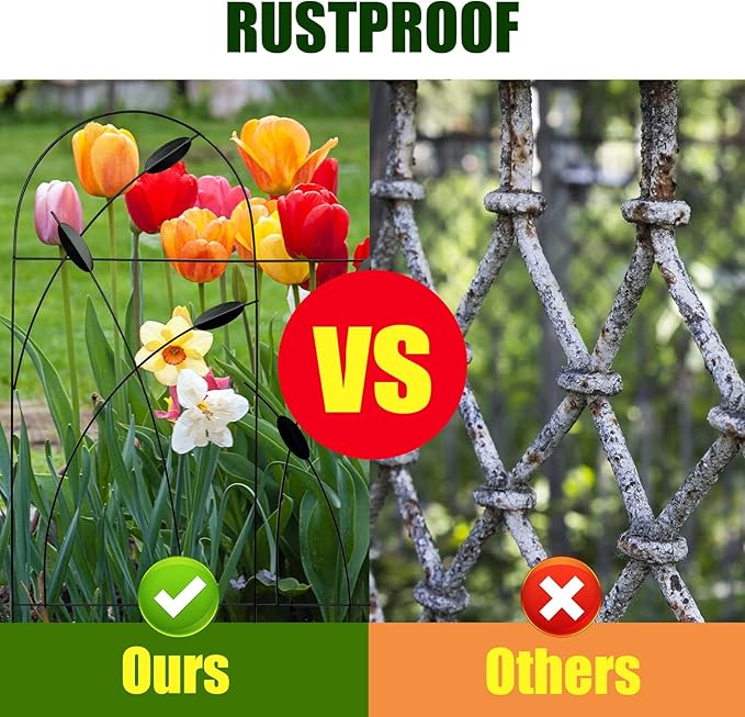 Metal Decorative Garden Fence Border, 32 in.H x 19.5 in.W (10 Panels, Total Length 16 feet) No Dig Fence Rustproof Wrought Iron Landscape Fencing for Flower Bed, Trees, Black
