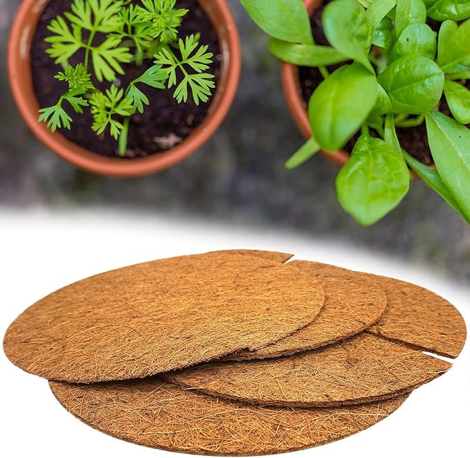 Coconut Fiber Mulch Discs for Plant Frost Cold Protection in Winter, 15.7inches/ 40cm Large Diameter Plant Protection Cover Coco Coir Mulch Ring, 4pcs Set