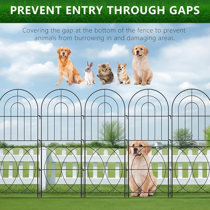 Decorative Garden Fence, No Dig Rustproof Metal Wire Fencing Border Animal Barrier, Flower Edging for Landscape Patio Yard Outdoor Decor… (XK-12PACK)