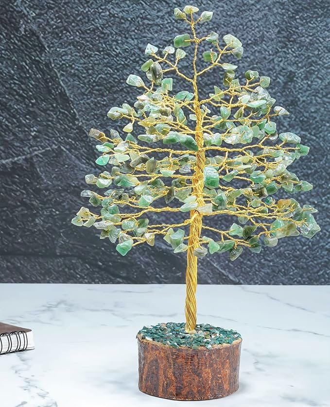 "Green Aventurine Healing Crystals Tree Bonsai Desk Decor for Women Room & Office Decor Spiritual Gift Meditation Crystals Home room decor cute house warming gifts for women Mom Birthday her - 10"""