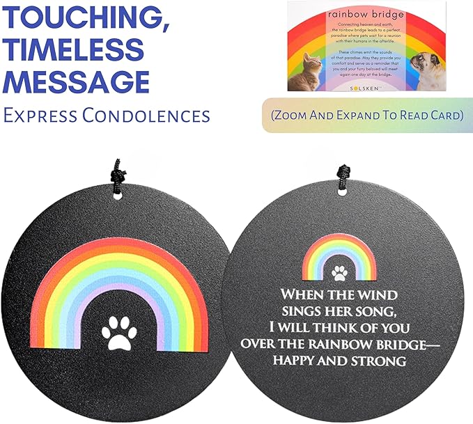 Rainbow Bridge Dog Memorial Gifts – Pet Memorial Wind Chimes, Loss of Dog Sympathy Gift - Black 22"