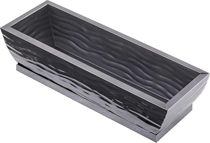 H Potter Succulent Planter Rectangular Plant Pot Flower Indoor Outdoor Window Box (Black Nickel Large)