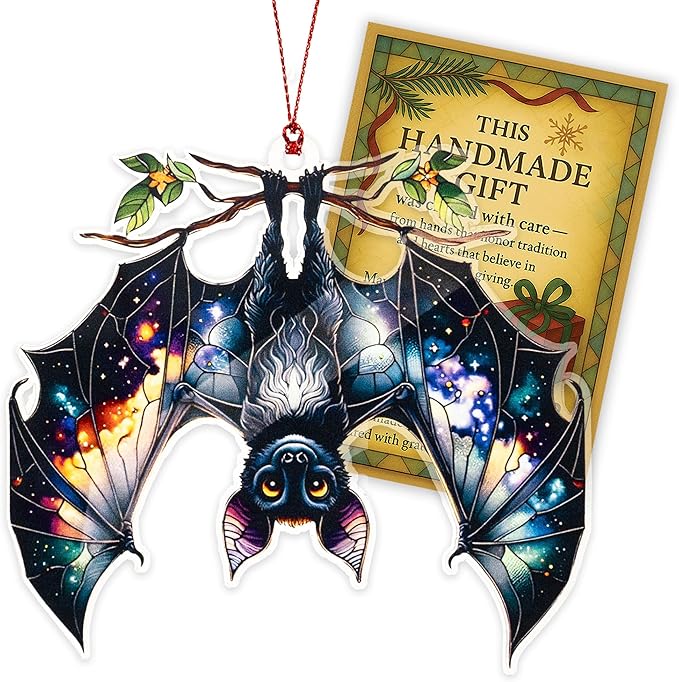 Halloween Bat Ornament – Pumpkin Halloween Decor | Spooky Halloweens Decoration-Halloweens Window Hanging 2025 – Christmas Ornament 2025 ONM-457-RST-Bat1