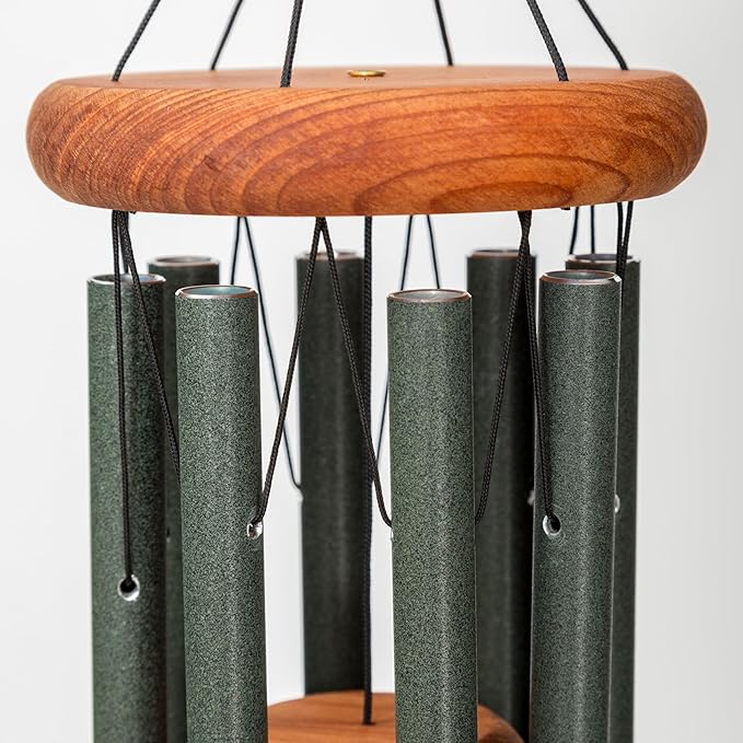 Festival 24-inch Redwood Wind Chime 8 Tubes in Forest Green by Wind River for Patio, Backyard, Garden, and Outdoor décor. Made in The USA