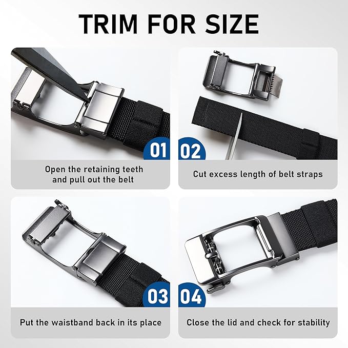 Men's Elastic Tactical Belt, Golf Work Ratchet Belt, Outdoor Nylon Casual Cuttable Belt
