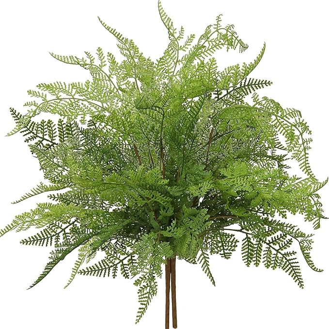 Artificial Boston Fern Plants 19" Fake Greenery Shrubs 2 Pcs Faux Plant Bushes UV-Resistant for Indoor Outdoor Wedding DIY Bouquets Floral Arrangement Table Centerpieces