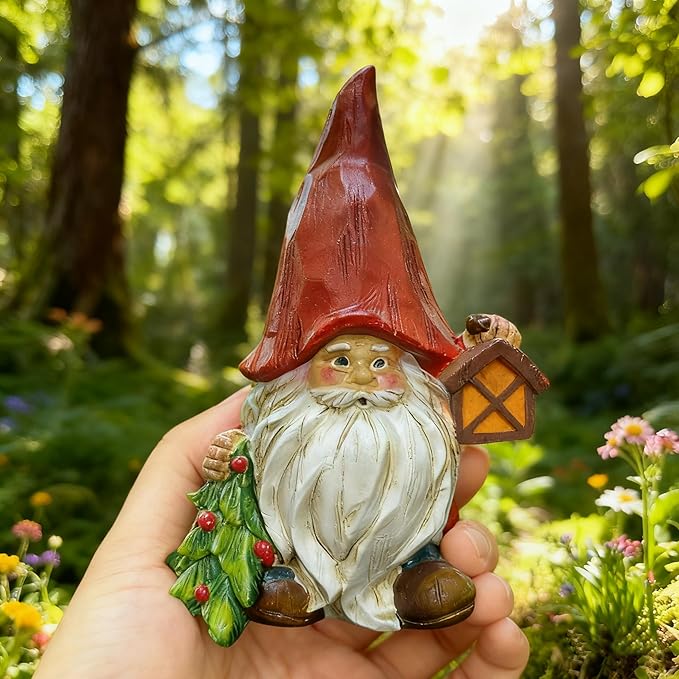 Christmas Gnome Figurine - 6.2" Resin Collectible,Charming Gnome Statue for Garden, Patio, Yard, Lawn & Porch | Funny Sculpture: Great Gift for Christmas, Thanksgiving, Mother's Day & Birthdays