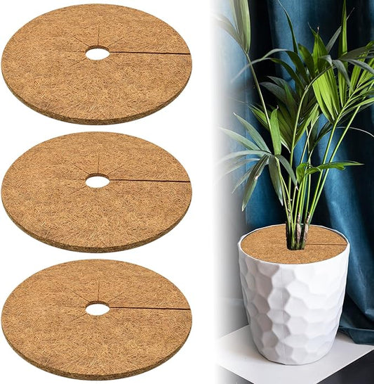 ZeeDix 3 Pack Coconut Fiber Mulch Ring, 24 Inch Coco Coir Tree Ring Mulch Mat, 100% Natural Tree Protector Mat Plant Cover Ring Coconut Coir Discs Tree Mats Mulch Rings for Indoor Outdoor Trees Plants