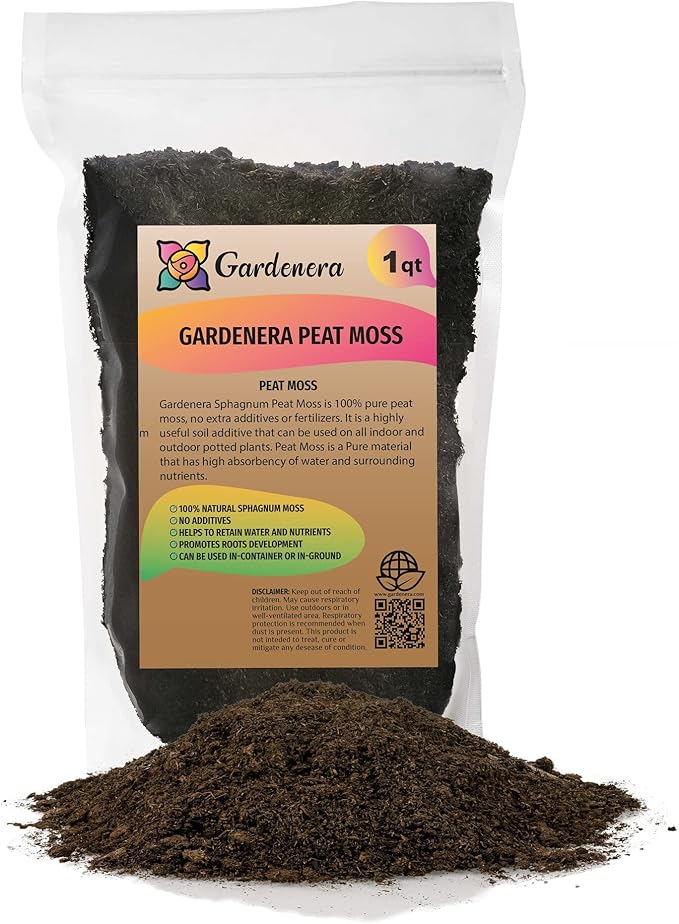 Premium Natural Sphagnum Peat Moss - Gardening Soil Amendment and Carnivorous Plant Soil Media by Gardenera (3 Quart Bag)