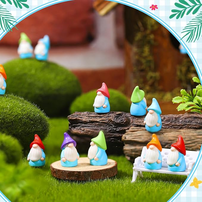 Mini Resin Gnomes Bulk Tiny Fairy Statues Small Gnomes Miniature Figurines for Landscape Outdoor Patio Yard Lawn Indoor Plant Pots Fairy Decor(180 Pcs,Mini Resin Dwarf)