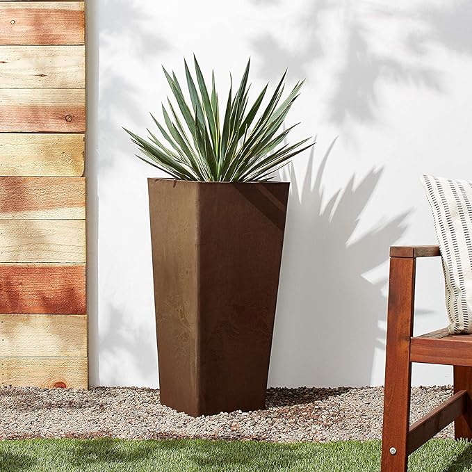 Arcadia Garden Products PSW FS32C Contempo Tall Square Planter, 13 by 13 by 28-Inch, Chocolate