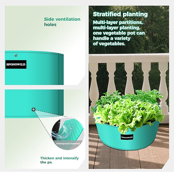 (BFCM Deal 2 Pack 10 Gallon 3 Compartment Grow Bags, Vegetable Growing Bag, Thickened PE Garden Pots with Drainage Holes and Branch-Binding Holes, Reusable Plant Bag for VegetablesFlowers