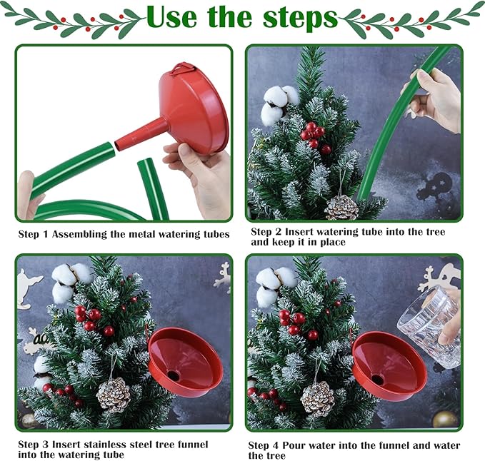 1 Set Christmas Tree Watering System, Large 5.5" Dia Christmas Tree Watering Funnel with 5feet Long Hose Xmastree Watering Device Easy Assembly Plant Watering Tool for Indoor Outdoor Xmas Tree
