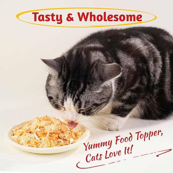 Just Try 8 OZ Raw Antarctic Krill Freeze Dried Cat & Dog Food Toppers Mixers Meal Toppers Low Calorie with Real Chicken Egg Yolk, High Protein Food Toppers Omega 3 for Picky Eaters Skin & Coat Support