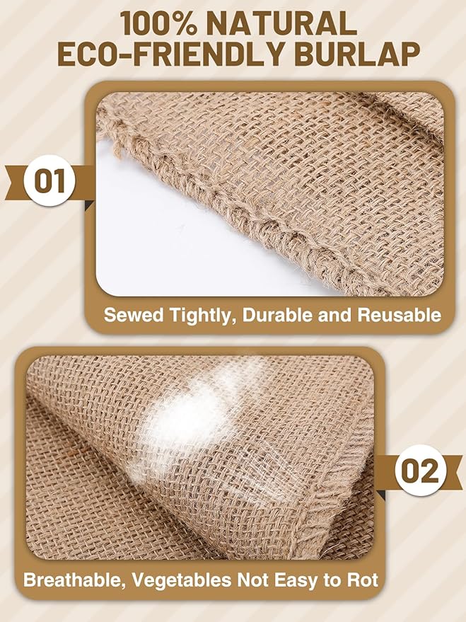 ANPHSIN 4Pcs Breathable Natural Burlap Bags - 14"x20" Reusable Thicken Jute Potato Onion Food Storage Sacks with Rope