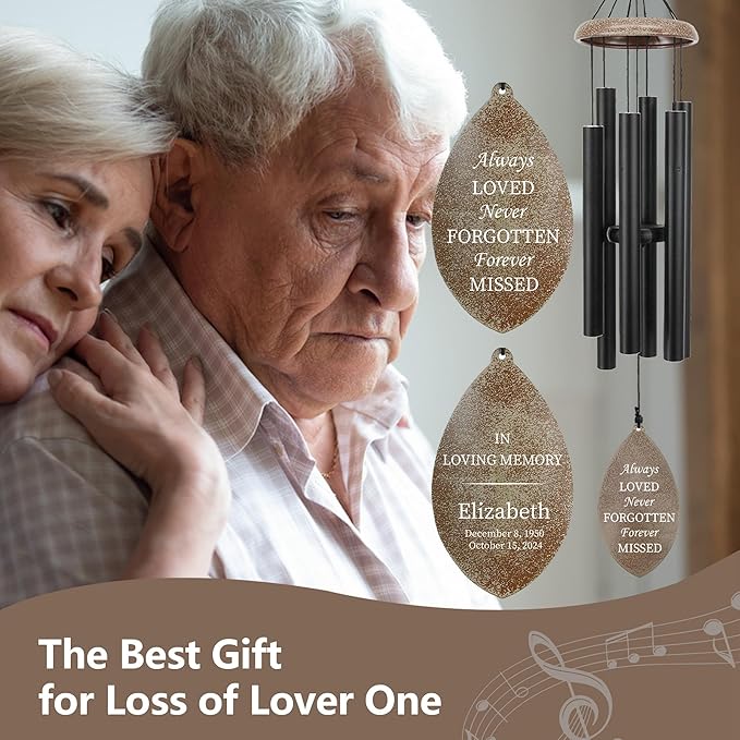 ASTARIN Deep Tone Memorial Wind Chimes Personalized, Sorry for You Loss Bereavement Gifts, Outside Condolence Wind Chime for Loss of Mother Father