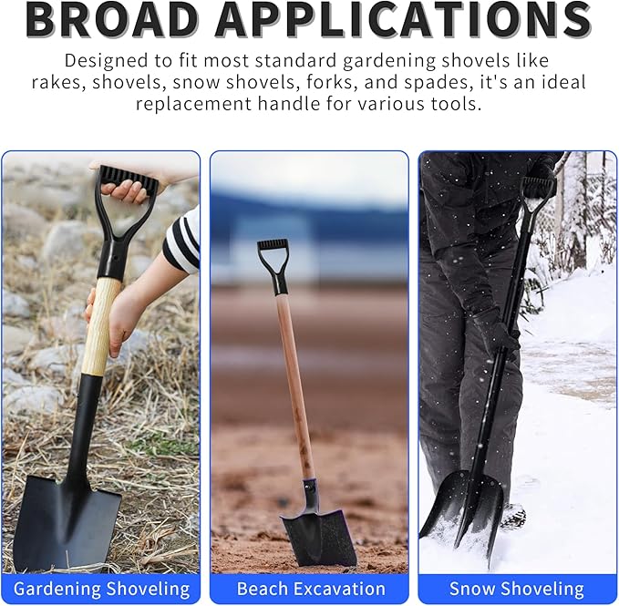2 Pcs ID 1.26" Black Shovel D-Shaped Grip Handle,PVC Shovel D Straight Grip Handle,Plastic Spade Replacement Snow Removal Garden Accessorie Backyard Digging,7.09×3.74-in(H*T)