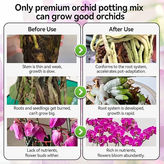 Orchid Bark Potting Mix with Pine Bark and Perlite, Fast Draining Orchid Soil for Healthy Roots, Ideal for Repotting Orchid and Orchid Bark for Indoor Plants (1 Quart)