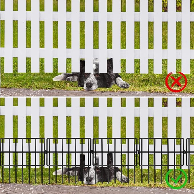 20 Pack Animal Barrier Fences, 1.5" Gap No Digging Garden Fence Panels, Metals Black Deterrent Fence for Dogs Rabbits, Decorative Fence for Outdoor Landscape Patio Total 20 ft(L)×16 in(H)