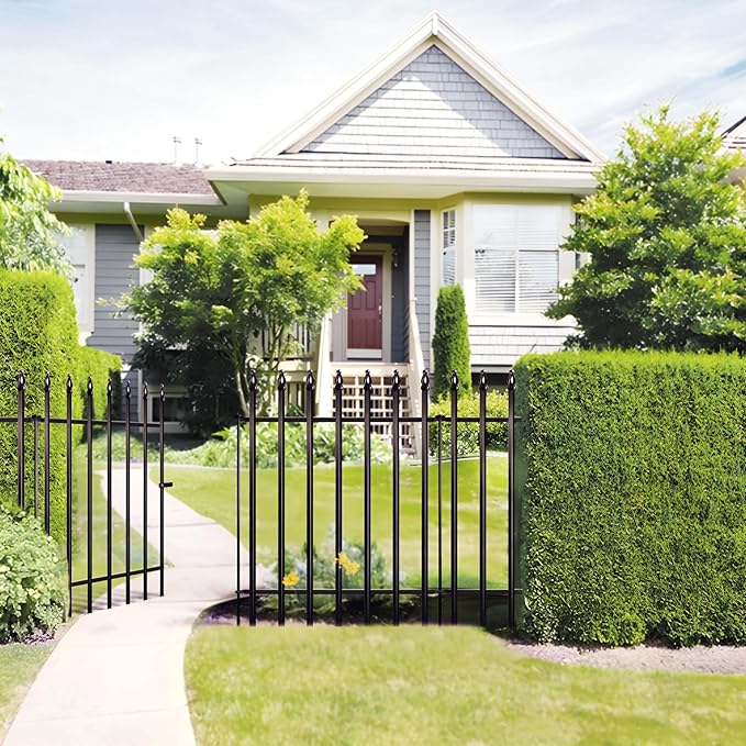 Metal Garden Fence 36" Wide x 28" High, 5 Panels (4 Panels + 1 Gate), Total 11.6 feet, Metal Border Folding Fence, Landscape Fencing Dog Fence Pet Fence for Flower Bed, Yard, Animal Barrier