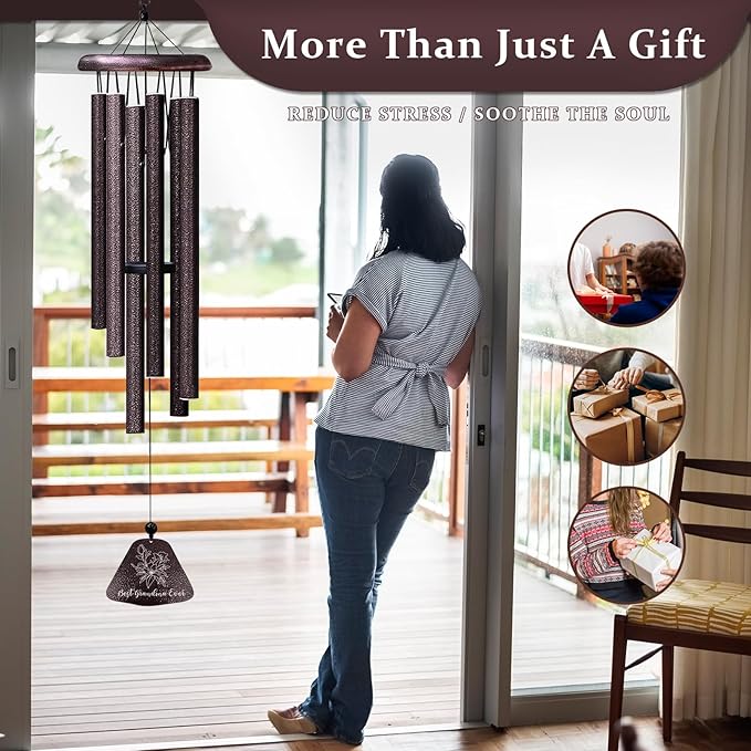 Grandma Gifts, Best Grandma Ever 32" Wind Chimes for Outside, Birthday Gifts for Grandmother, Christmas Birthday Presents for Grandmother, Great Gigi Nana Mimi Granny Gift Ideas Windchimes