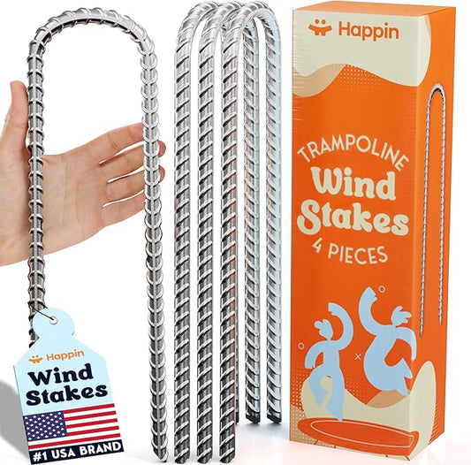 Happin® 12 Inch Heavy Duty Ground Anchors, Garden Stakes U Hook, Tent Stakes Heavy Duty, Chain Link Fence Anchors, Ground Anchors Screw in, Yard Stakes, Galvanized Steel, (4 Pack, Silver)